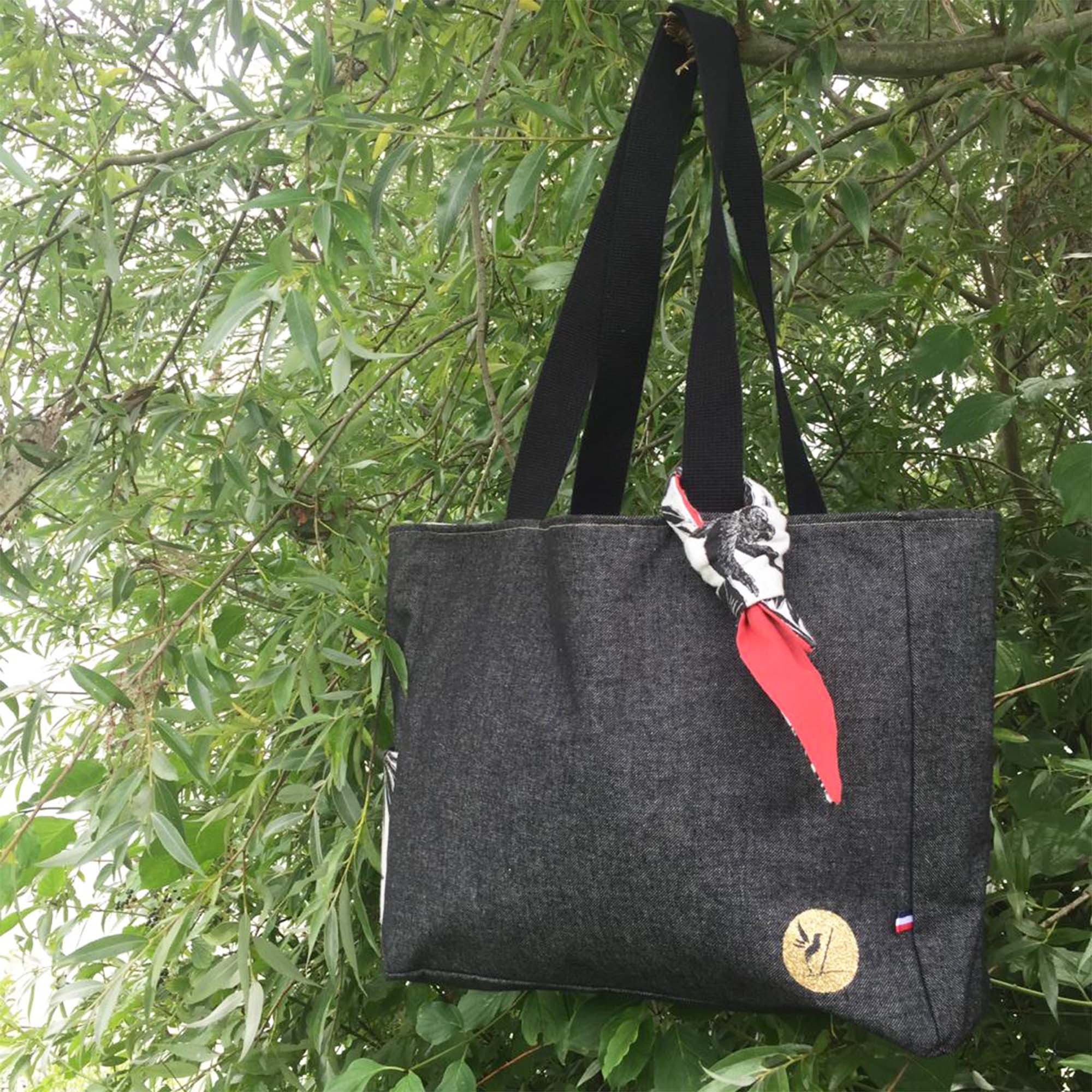 Le sac cabas l Intemporel Singe Jean noir Les ateliers Lysac